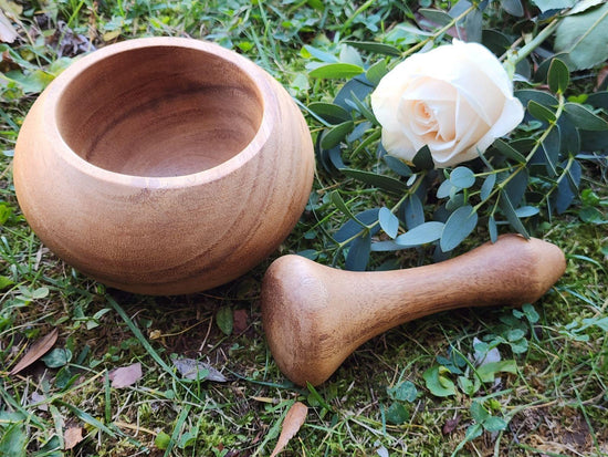 Handmade Wooden Mortar & Pestle Potion Bowl